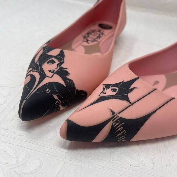 Melissa x Disney Villains Pink Black Maleficent Slip On Jelly Flat Shoes Size 6 - Picture 4 of 6